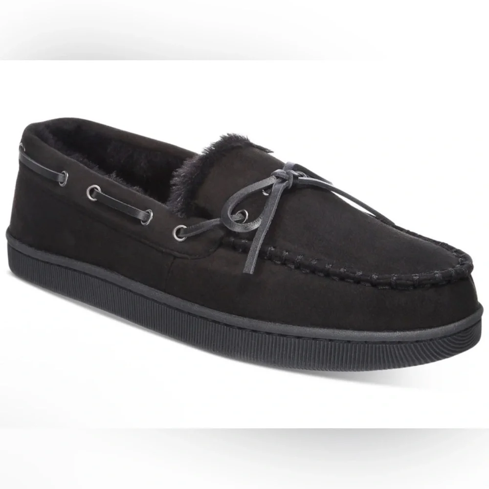 Black Moccasins Slippers W 7.5-8.5 M 6/7
